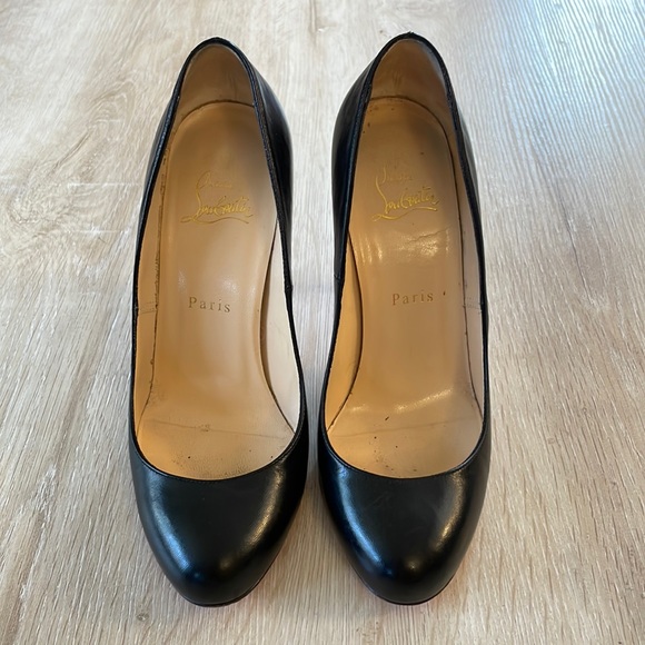 Louboutin Fifi 100MM Black Kid Leather - 37.5 - Picture 2 of 9